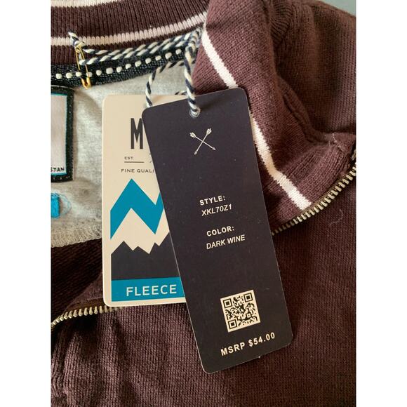 MBX 1/4 zip pullover size XXL wine color NWT 100% cotton - Picture 9 of 9
